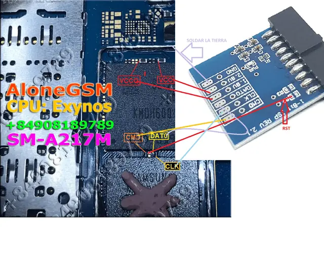 Conección con easyjtag a217m