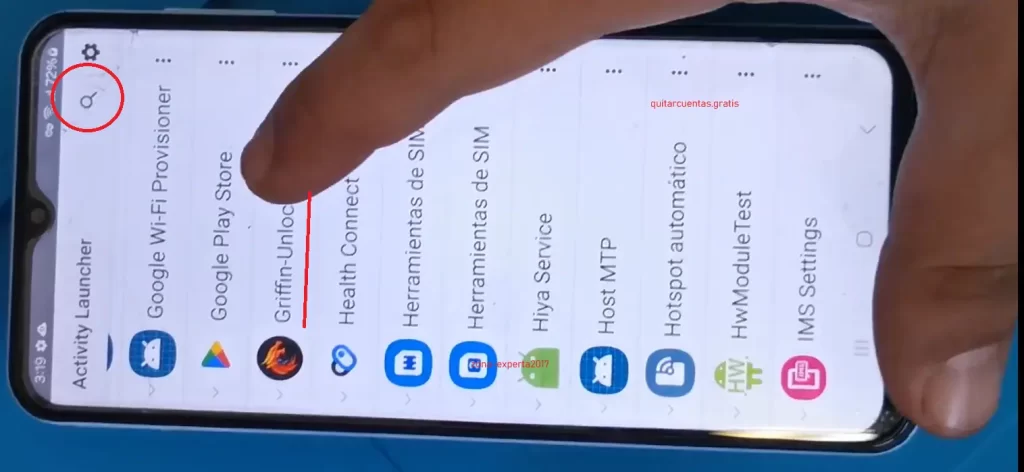 buscar griffin unlock en activity launcher